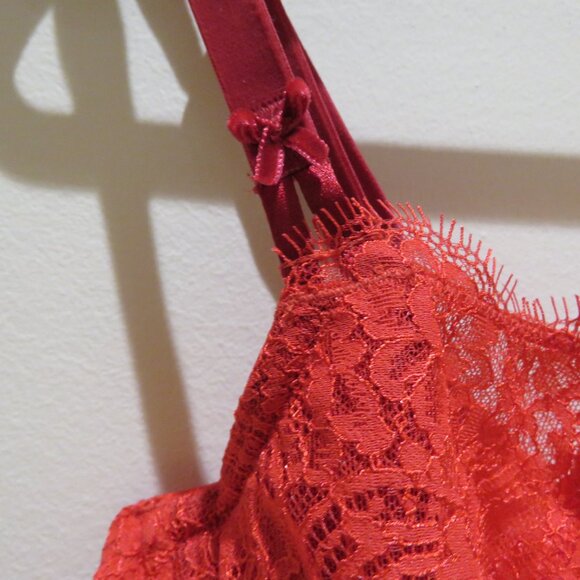 VICTORIA'S SECRET Dream Angels Push Up Without Padding Bra in Red Lace 36DD NWT - Picture 5 of 14